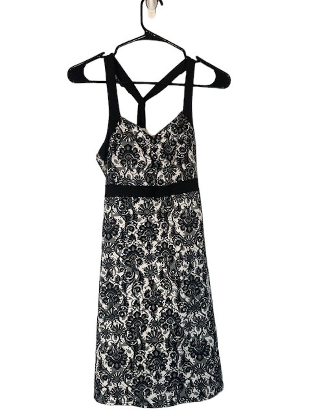 Lola Black & White Floral Sleeveless Casual Racerback Summer Dress Women Sz S